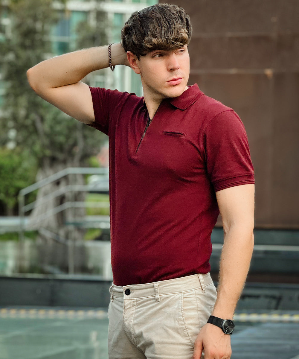 Burgundy Elegance Men Polo