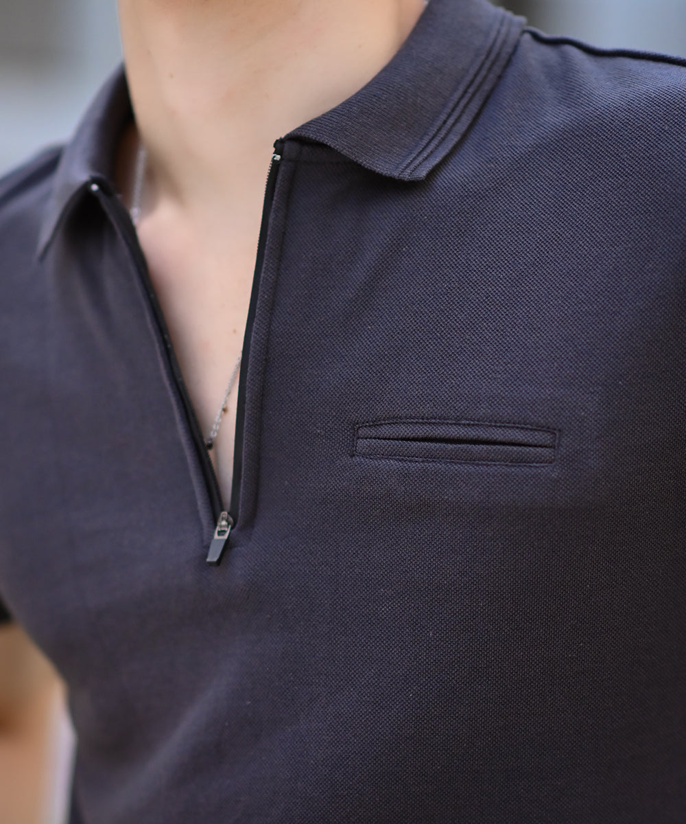 Sleek Silver Zaavs Men Grey Polo Effortless Style with Bone Pocket