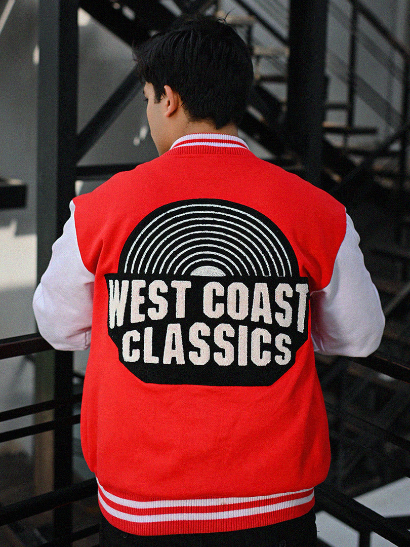 West Coast Classics  Red & White Varsity Men Jacket