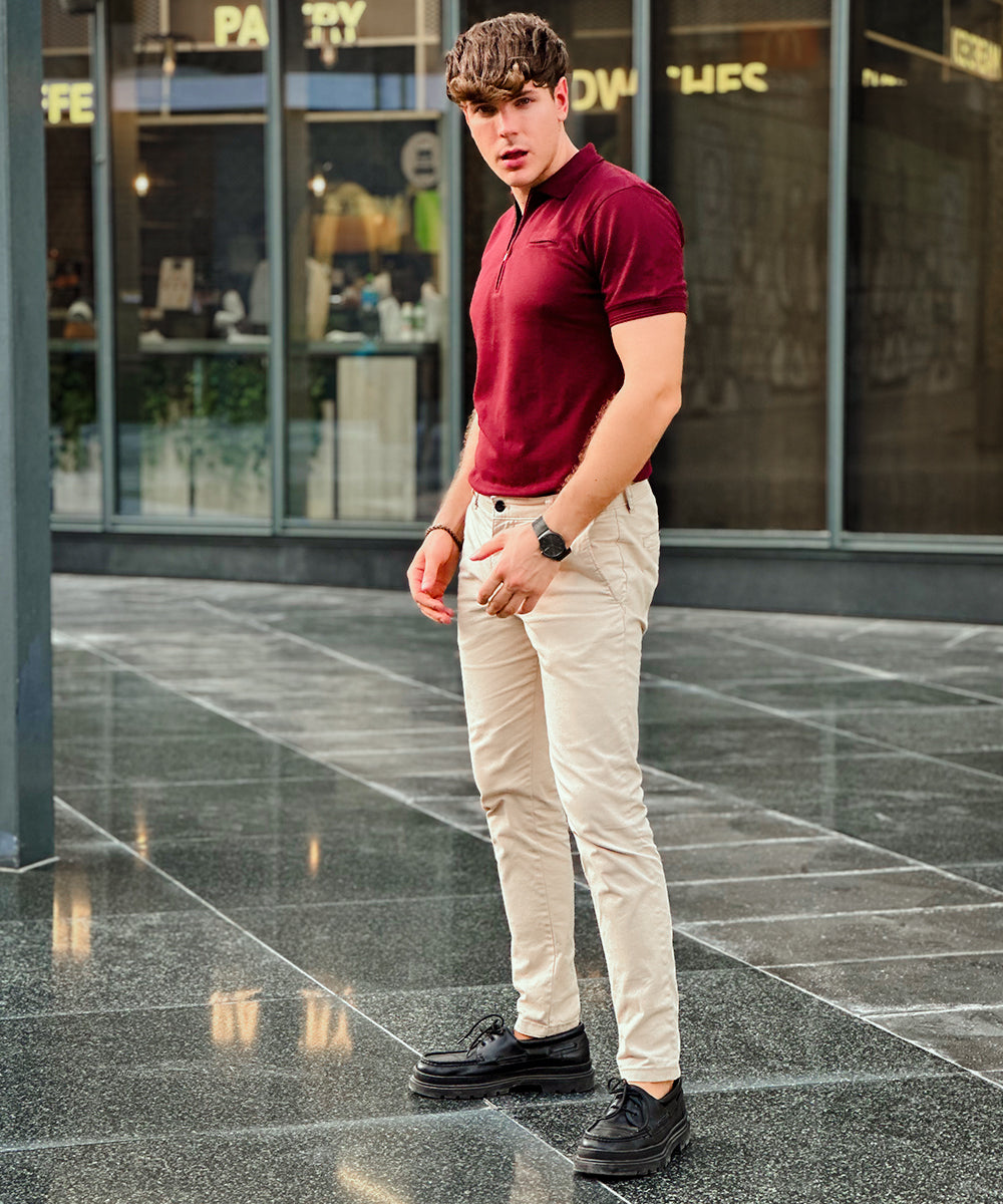Burgundy Elegance Men Polo