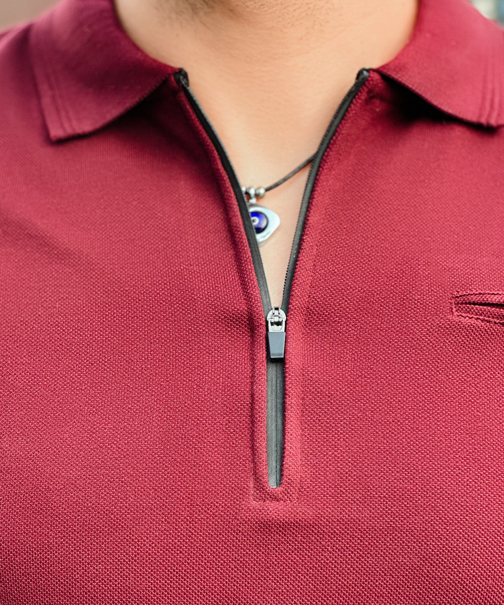 Burgundy Elegance Men Polo