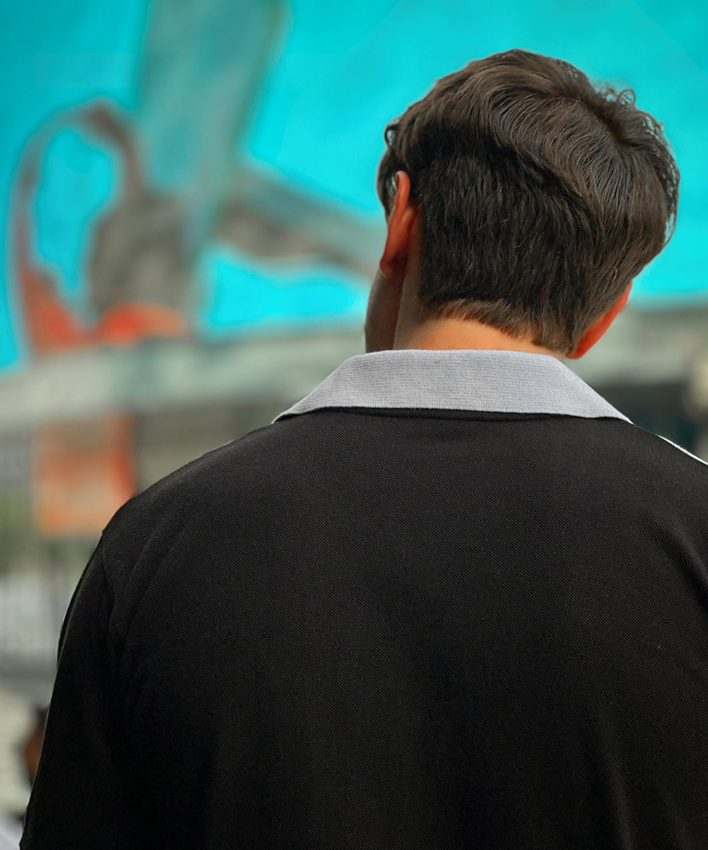 Monochrome Havana Men Black and White Cuban Collar Polo