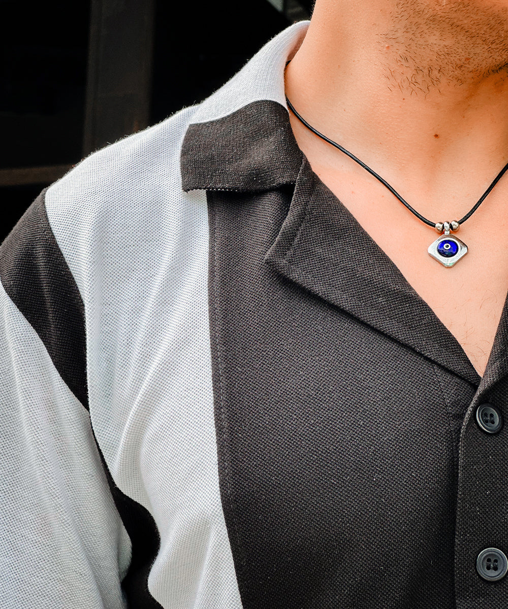 Monochrome Havana Men Black and White Cuban Collar Polo