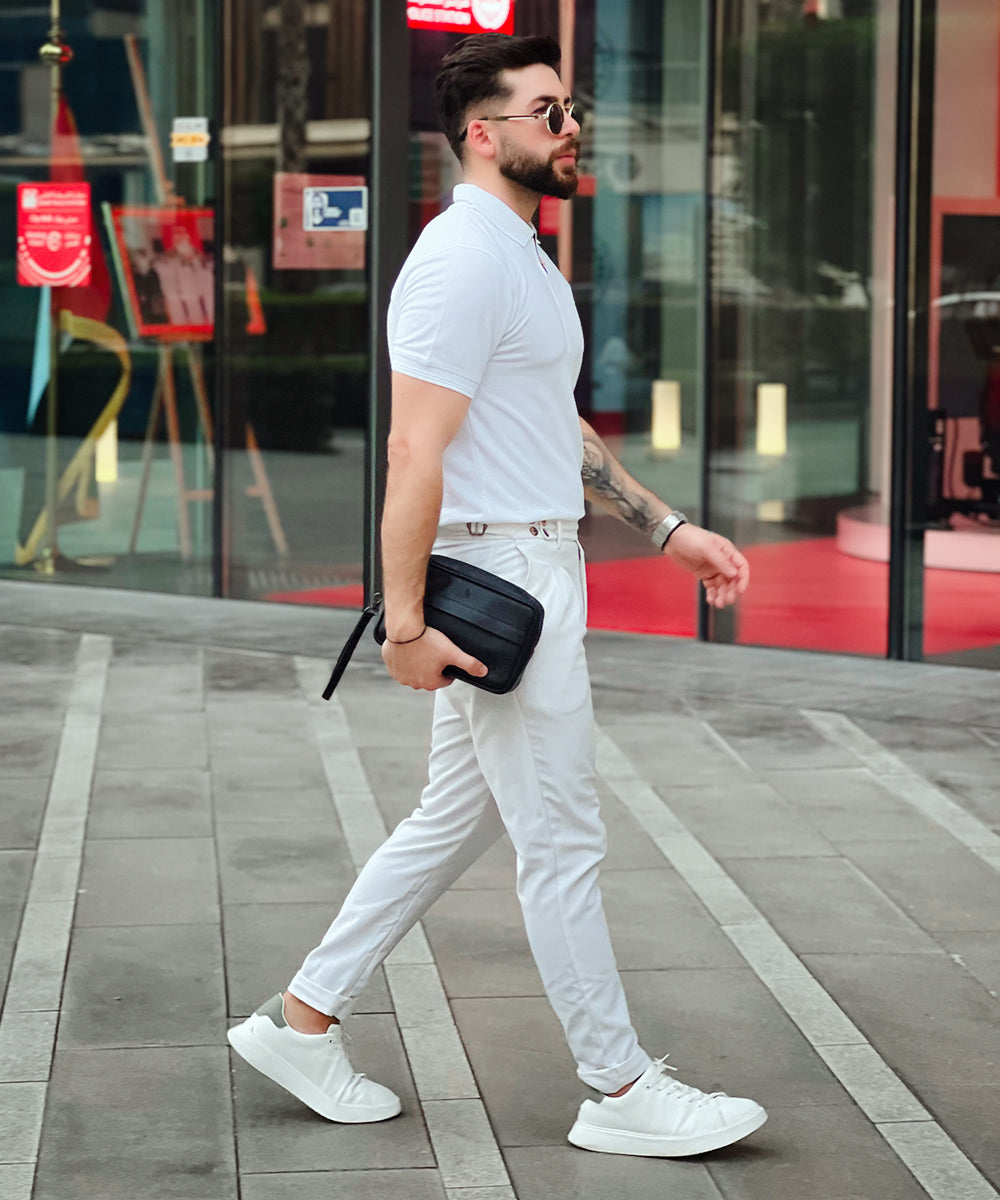 Pure Elegance Men White Polo Elevate Your Style with a Bone Pocket