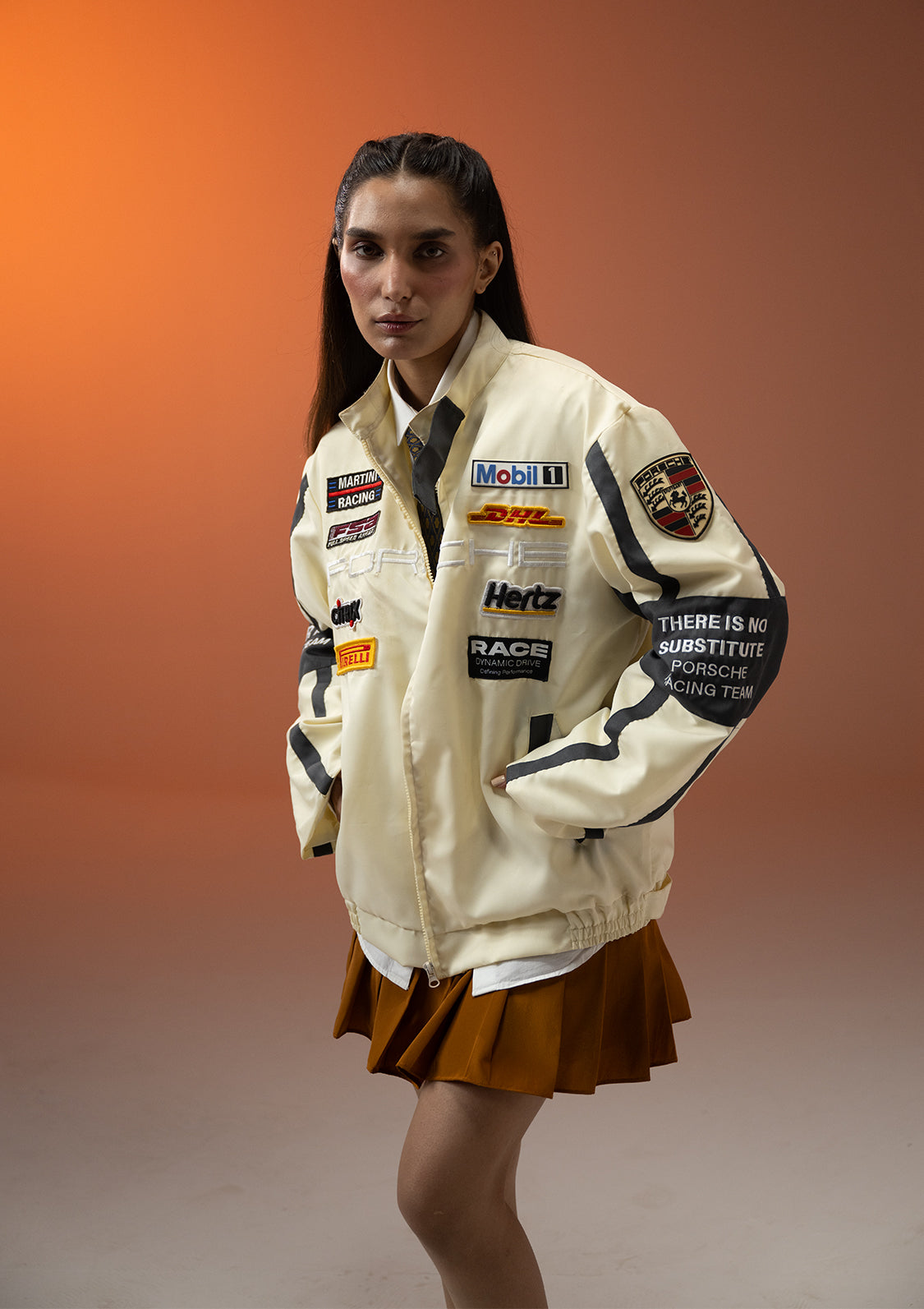 Zaavs Unisex Apex Racer Beige & Grey Racer Jacket