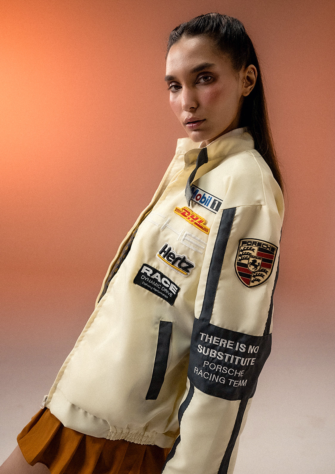 Zaavs Unisex Apex Racer Beige & Grey Racer Jacket