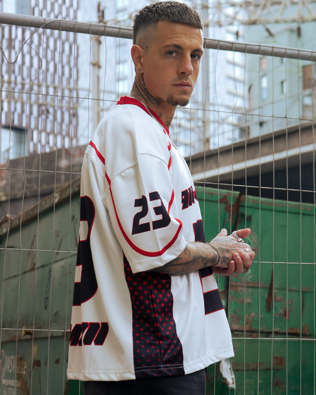 Zaavs Starborn: Oversized Red & White All-Star Streetwear Jersey
