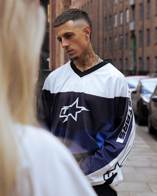 Zaavs Nova: Oversized Navy & White Streetwear Jersey