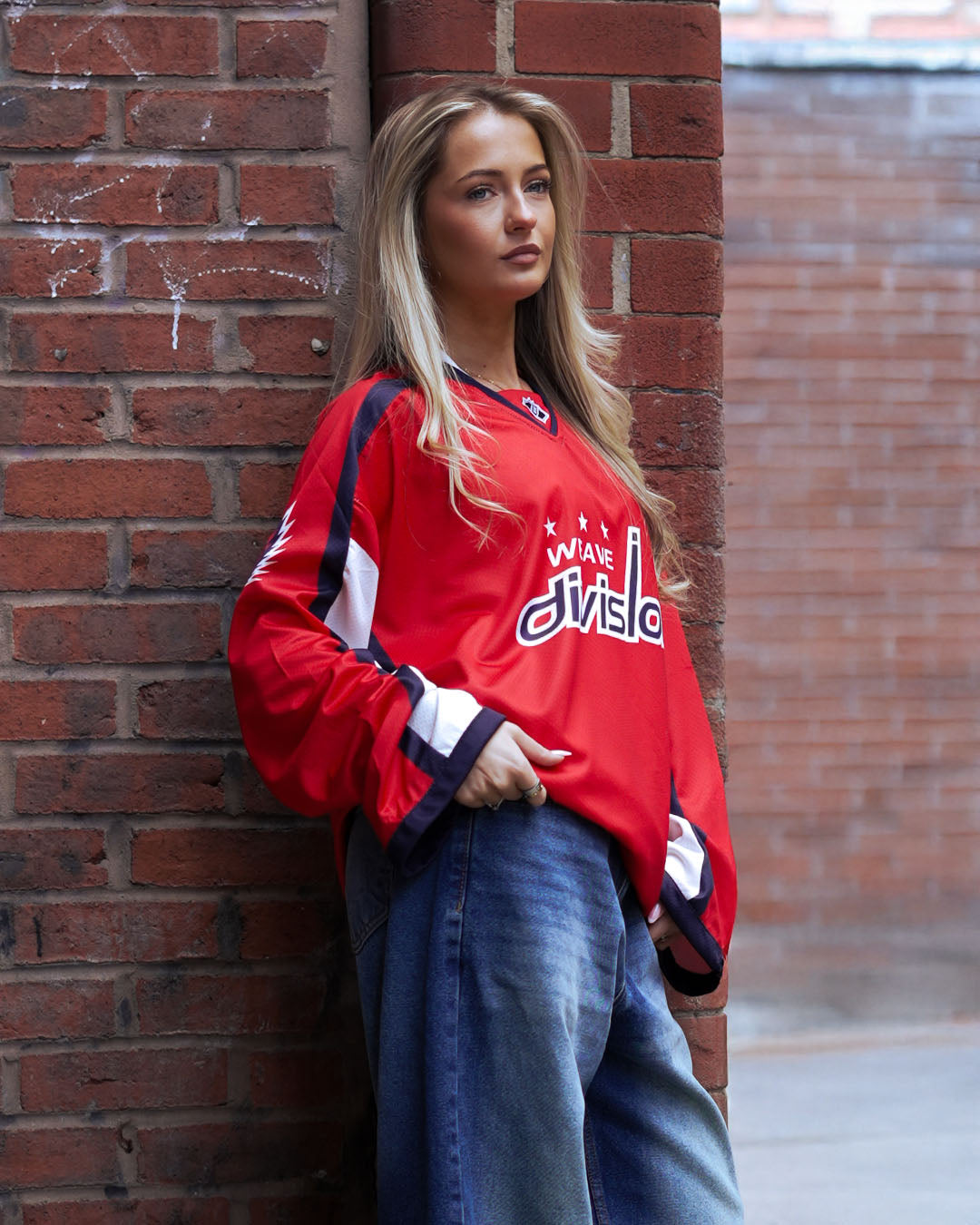 Zaavs- The Division: Oversized Red & Navy Varsity Streetwear Jersey