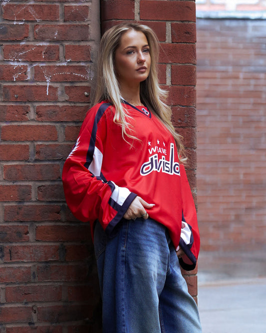 Zaavs- The Division: Oversized Red & Navy Varsity Streetwear Jersey