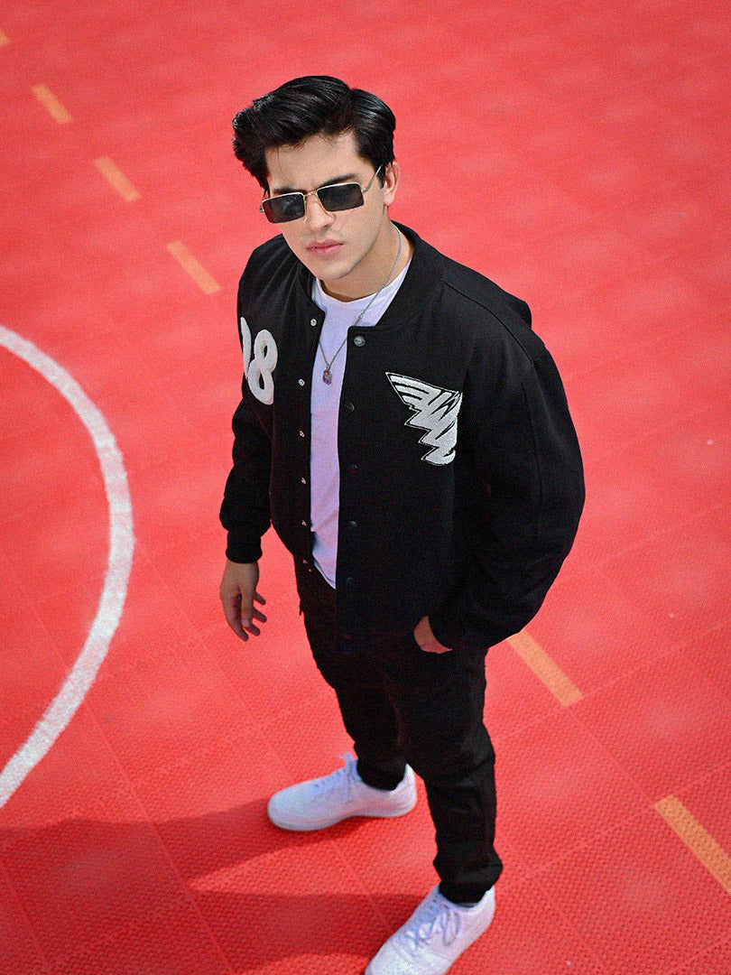 REPRESENT Zaavs Legacy : Unisex Black Varsity Jacket