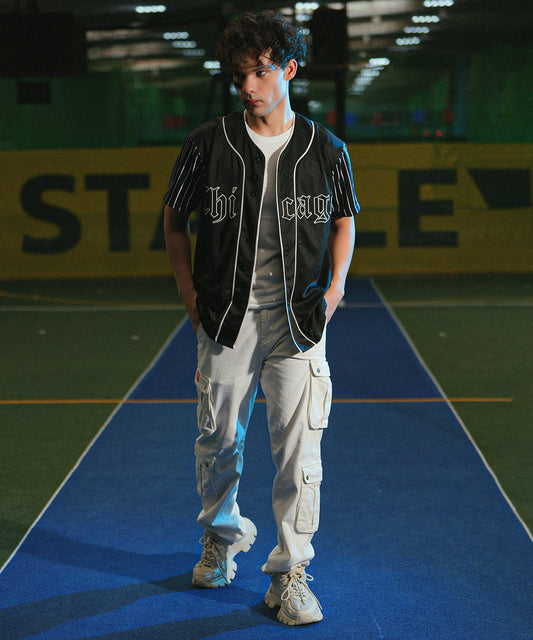 Unisex Zaavs Stripe Chicago (Black) Baseball Jersey