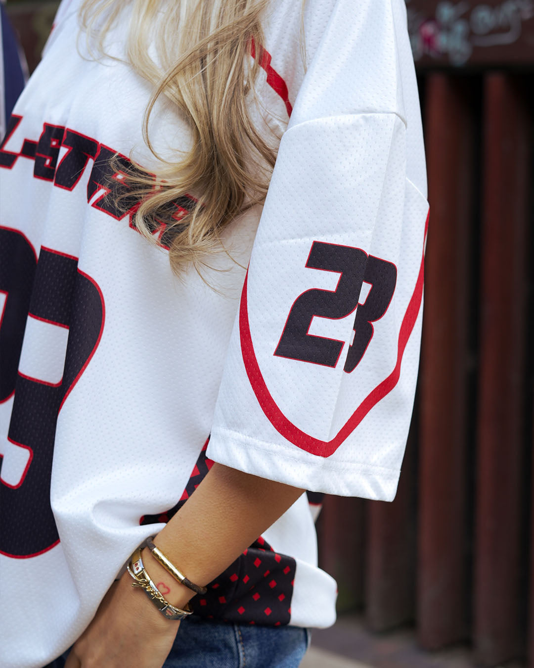 Zaavs Starborn: Oversized Red & White All-Star Streetwear Jersey