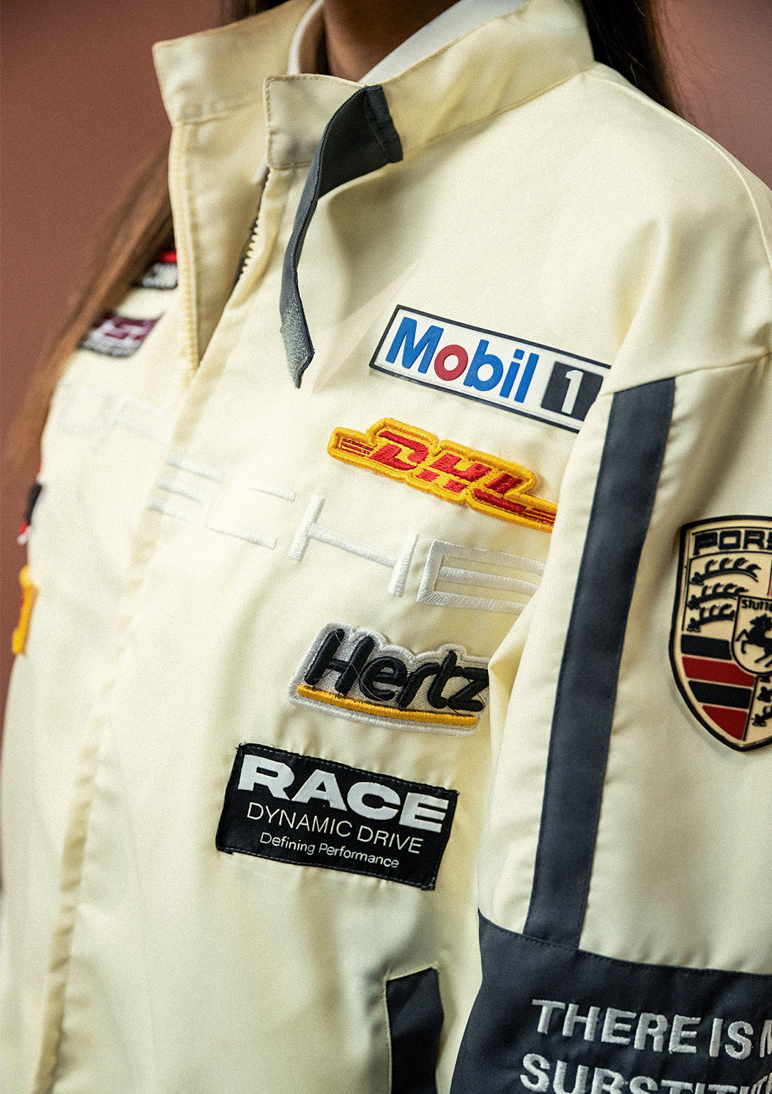 Zaavs Unisex Apex Racer Beige & Grey Racer Jacket