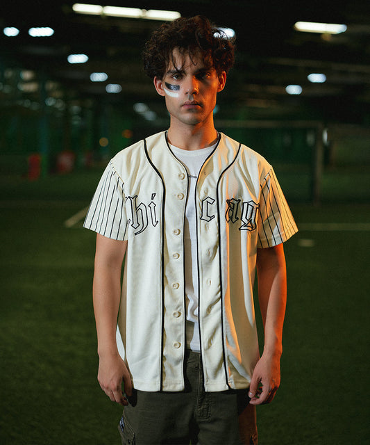 UNISEX Urban Stripe  Zaavs Chicago (Off- White) Baseball Jersey